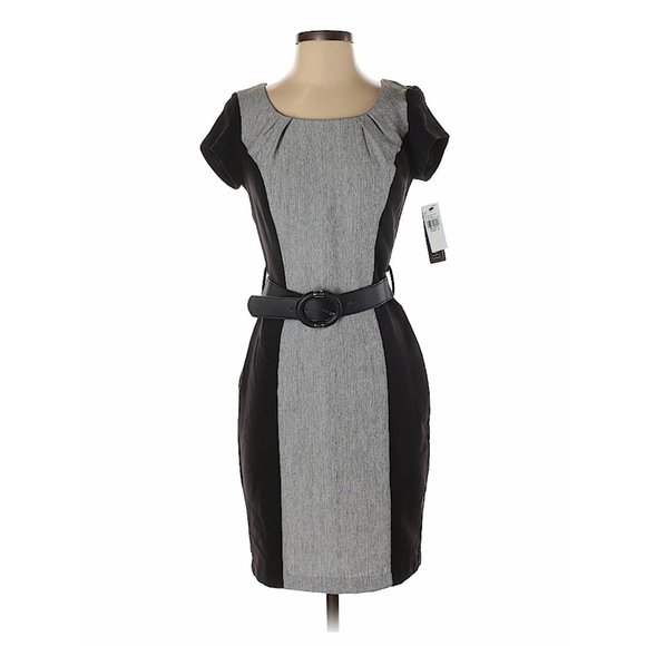 BCX Dresses & Skirts - BCX Black & Gray Belted Dress NWT Size 3